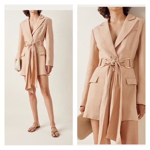 SIGNIFICANT OTHER Elora Beige Tie Waist Blazer Mini Dress Size 2 NWT - Picture 3 of 15